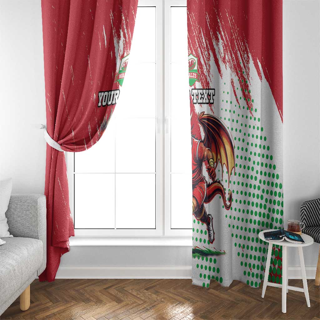 Wales Rugby Custom Window Curtain Welsh Dragon Mascot - Wonder Print Shop