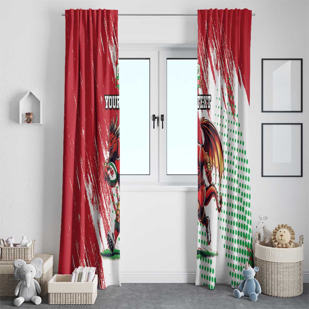 Wales Rugby Custom Window Curtain Welsh Dragon Mascot - Wonder Print Shop