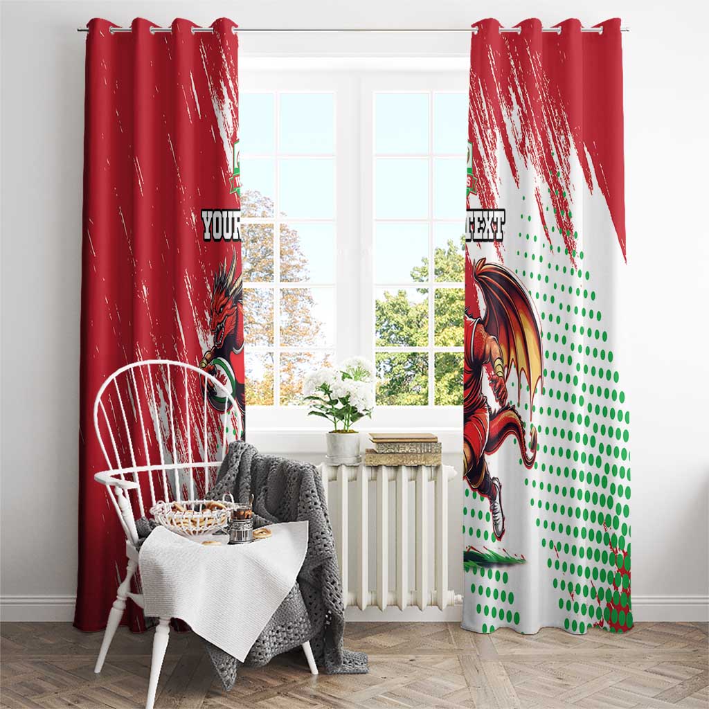 Wales Rugby Custom Window Curtain Welsh Dragon Mascot - Wonder Print Shop