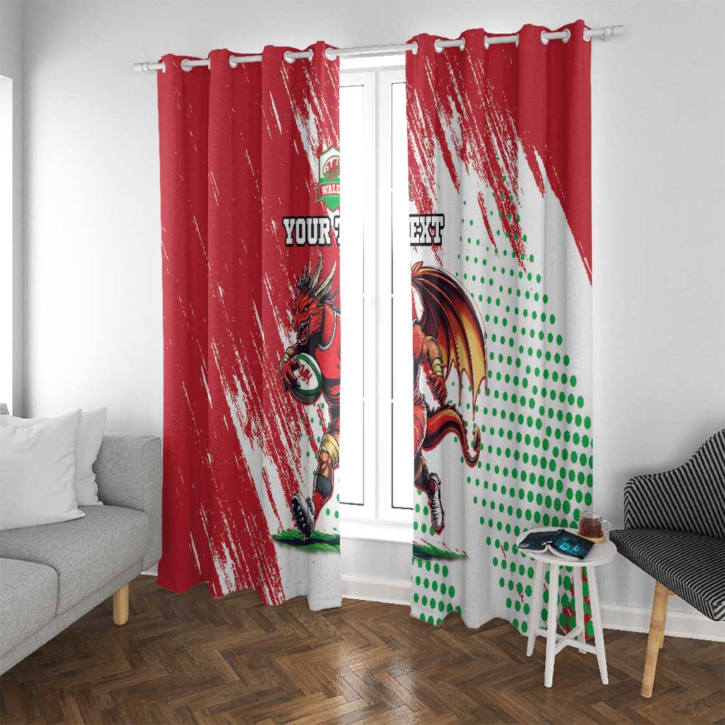 Wales Rugby Custom Window Curtain Welsh Dragon Mascot - Wonder Print Shop