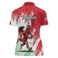 Wales Rugby Custom Women Polo Shirt Welsh Dragon Mascot - Wonder Print Shop