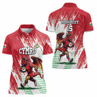 Wales Rugby Custom Women Polo Shirt Welsh Dragon Mascot - Wonder Print Shop