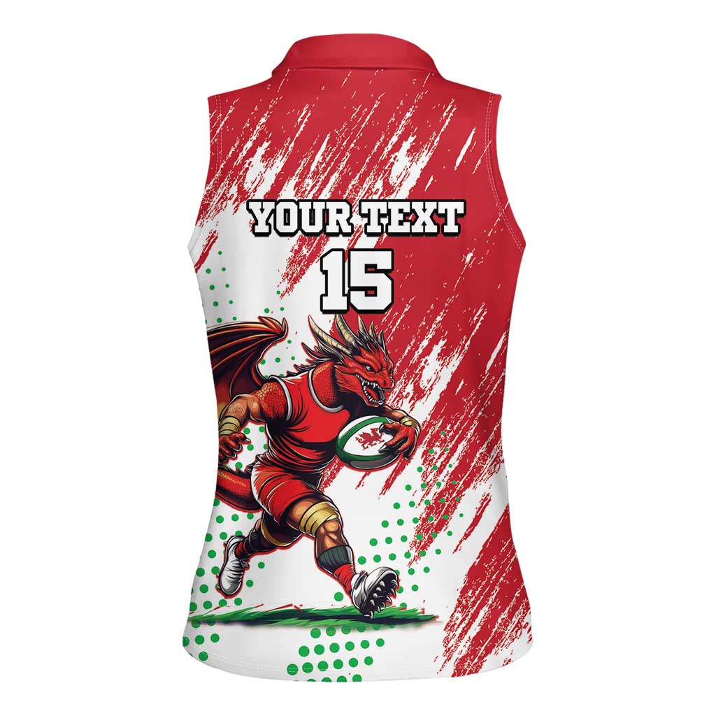 Wales Rugby Custom Women Sleeveless Polo Shirt Welsh Dragon Mascot - Wonder Print Shop
