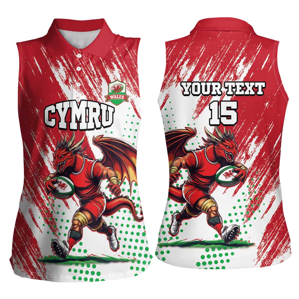 Wales Rugby Custom Women Sleeveless Polo Shirt Welsh Dragon Mascot - Wonder Print Shop