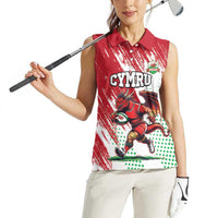 Wales Rugby Custom Women Sleeveless Polo Shirt Welsh Dragon Mascot - Wonder Print Shop