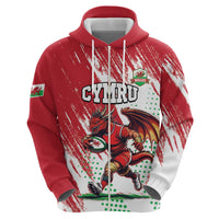 Wales Rugby Custom Zip Hoodie Welsh Dragon Mascot - Wonder Print Shop