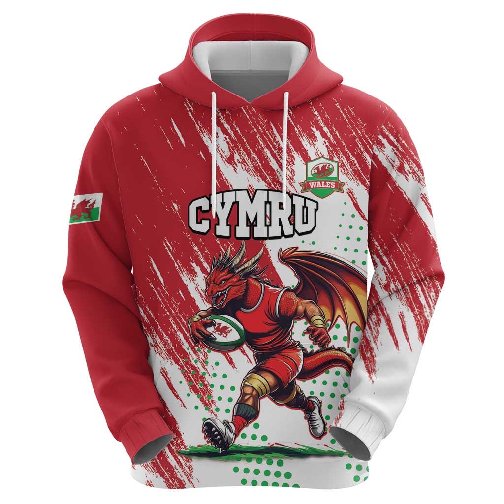 Wales Rugby Custom Zip Hoodie Welsh Dragon Mascot - Wonder Print Shop