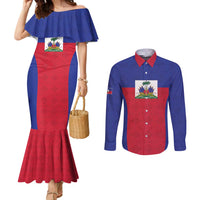 Custom Haiti Football Couples Matching Mermaid Dress and Long Sleeve Button Shirt Les Grenadiers 2026 Back to the World Cup - Wonder Print Shop