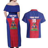 Custom Haiti Football Couples Matching Off Shoulder Maxi Dress and Hawaiian Shirt Les Grenadiers 2026 Back to the World Cup - Wonder Print Shop