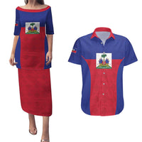 Custom Haiti Football Couples Matching Puletasi and Hawaiian Shirt Les Grenadiers 2026 Back to the World Cup - Wonder Print Shop