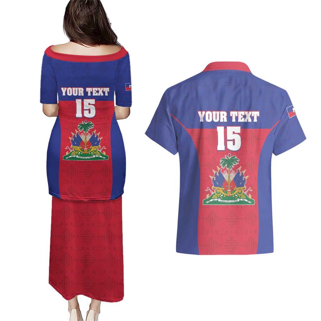 Custom Haiti Football Couples Matching Puletasi and Hawaiian Shirt Les Grenadiers 2026 Back to the World Cup - Wonder Print Shop
