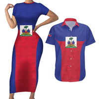 Custom Haiti Football Couples Matching Short Sleeve Bodycon Dress and Hawaiian Shirt Les Grenadiers 2026 Back to the World Cup - Wonder Print Shop