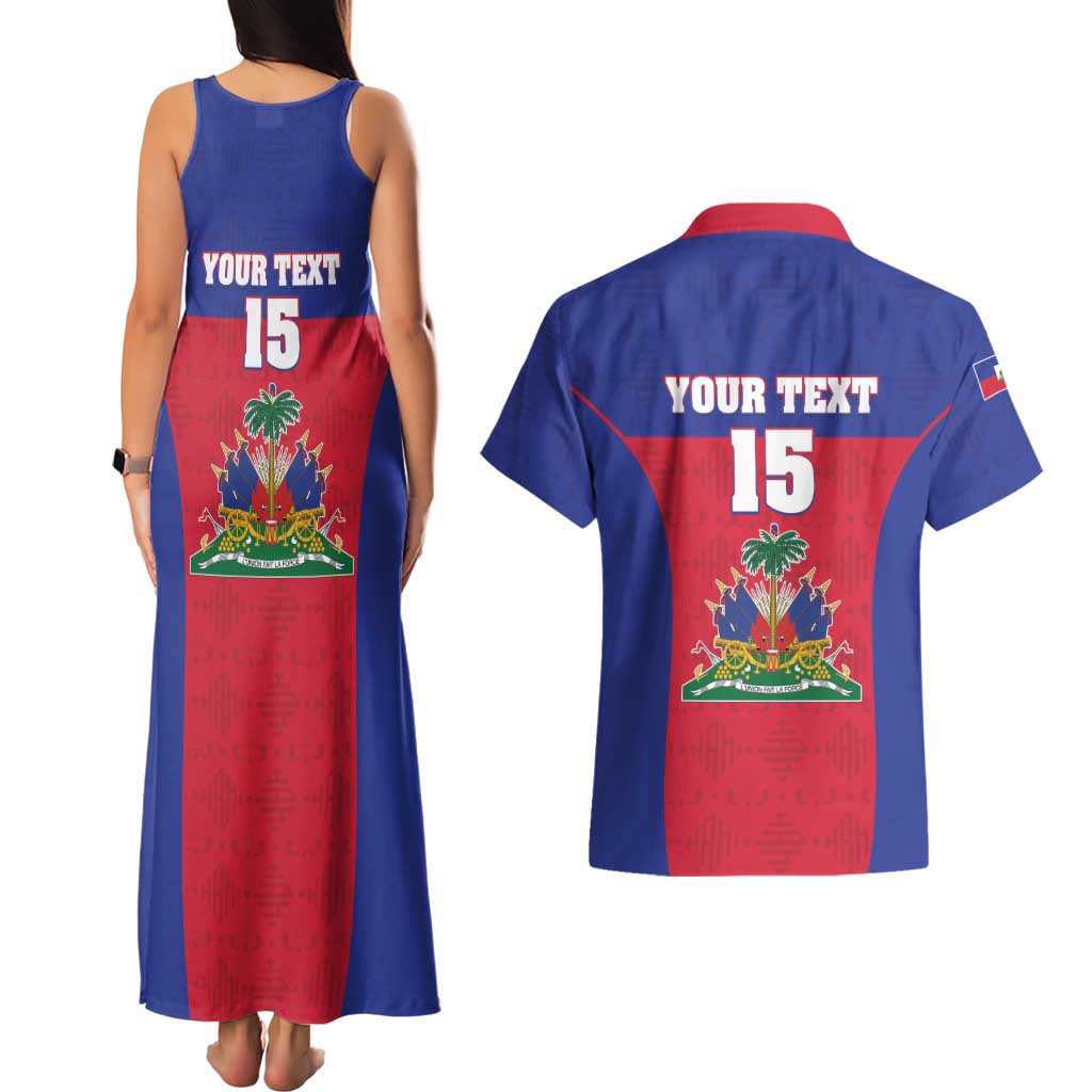 Custom Haiti Football Couples Matching Tank Maxi Dress and Hawaiian Shirt Les Grenadiers 2026 Back to the World Cup - Wonder Print Shop