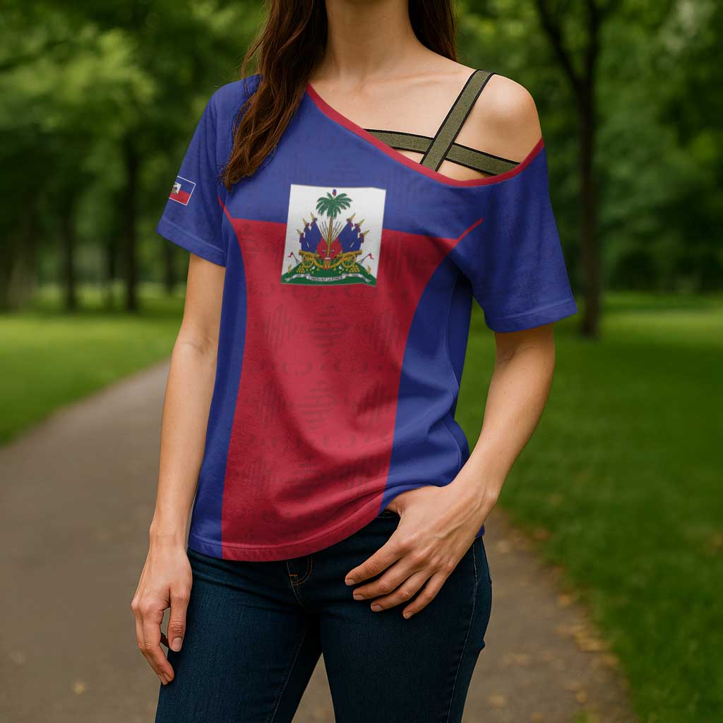 Custom Haiti Football Cross Shoulder Shirt Les Grenadiers 2026 Back to the World Cup - Wonder Print Shop
