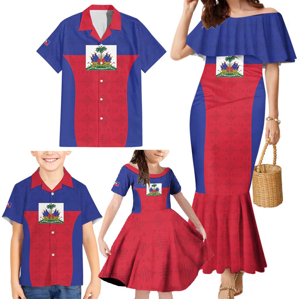 Custom Haiti Football Family Matching Mermaid Dress and Hawaiian Shirt Les Grenadiers 2026 Back to the World Cup - Wonder Print Shop