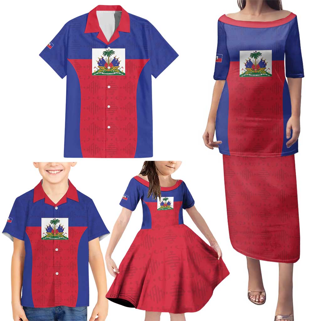 Custom Haiti Football Family Matching Puletasi and Hawaiian Shirt Les Grenadiers 2026 Back to the World Cup - Wonder Print Shop