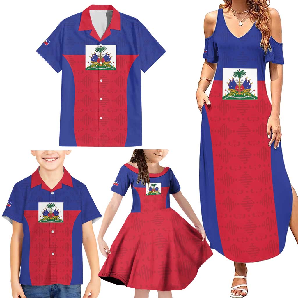 Custom Haiti Football Family Matching Summer Maxi Dress and Hawaiian Shirt Les Grenadiers 2026 Back to the World Cup - Wonder Print Shop