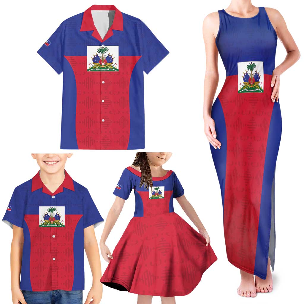 Custom Haiti Football Family Matching Tank Maxi Dress and Hawaiian Shirt Les Grenadiers 2026 Back to the World Cup - Wonder Print Shop