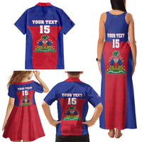 Custom Haiti Football Family Matching Tank Maxi Dress and Hawaiian Shirt Les Grenadiers 2026 Back to the World Cup - Wonder Print Shop