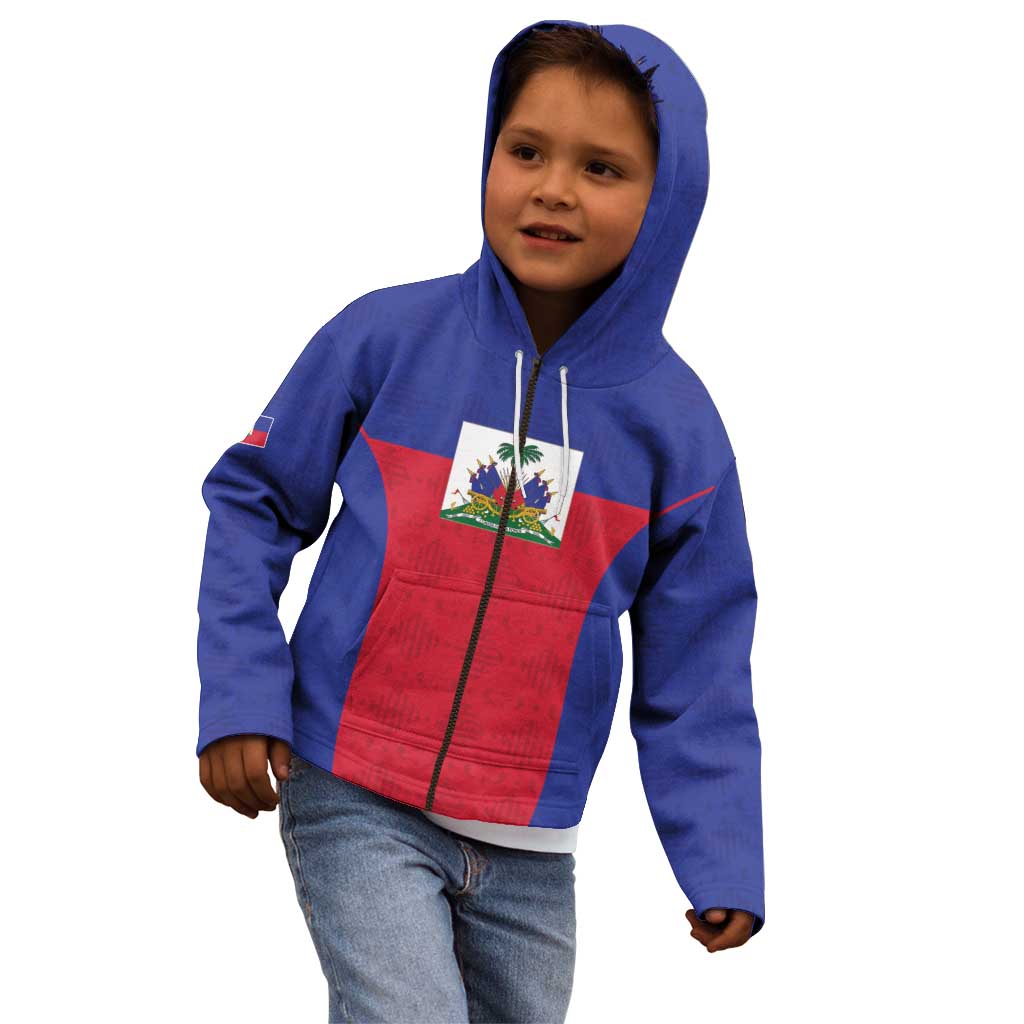 Custom Haiti Football Kid Hoodie Les Grenadiers 2026 Back to the World Cup - Wonder Print Shop