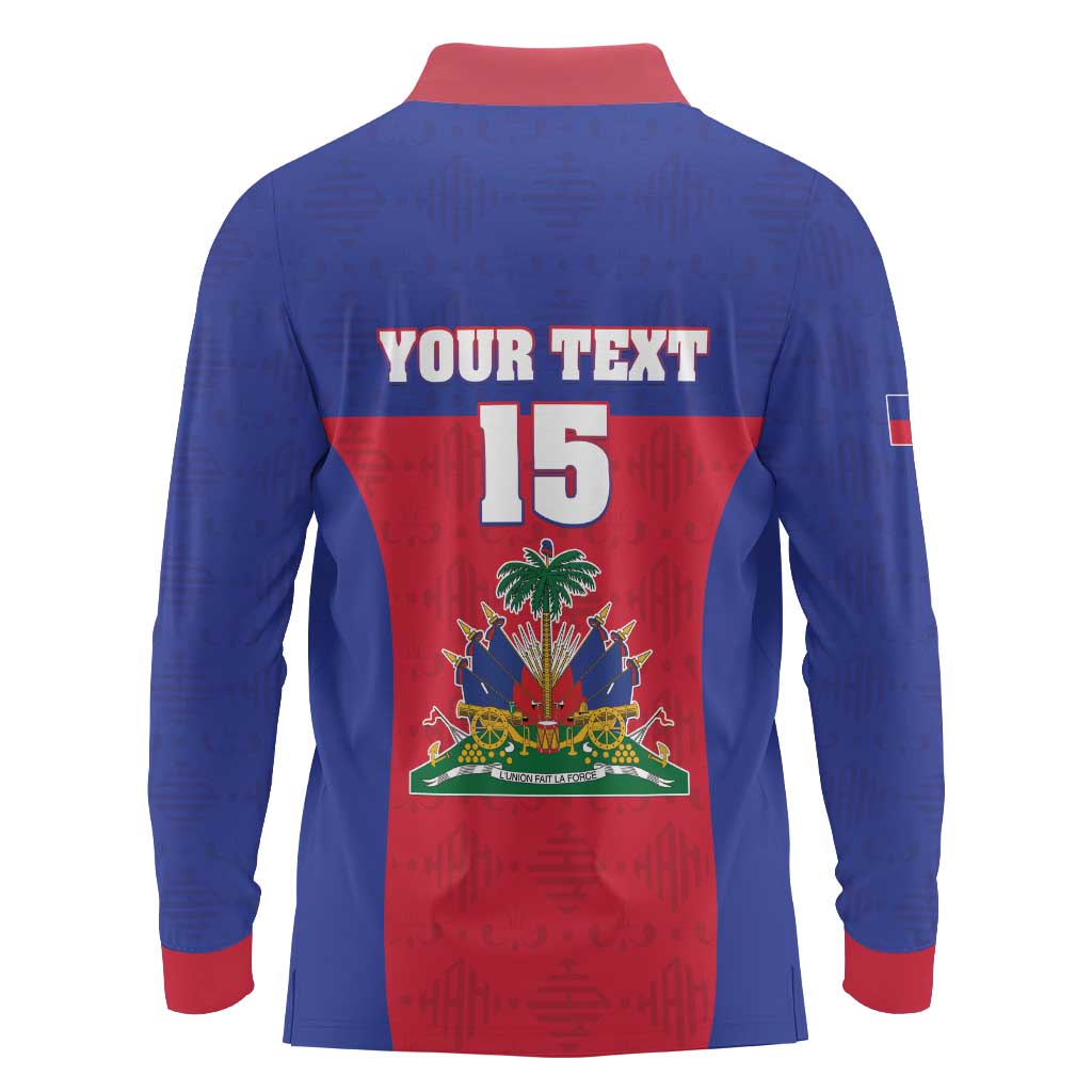 Custom Haiti Football Long Sleeve Polo Shirt Les Grenadiers 2026 Back to the World Cup - Wonder Print Shop
