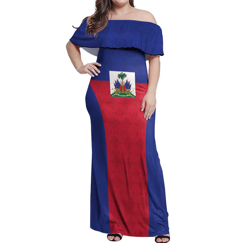 Custom Haiti Football Off Shoulder Maxi Dress Les Grenadiers 2026 Back to the World Cup - Wonder Print Shop