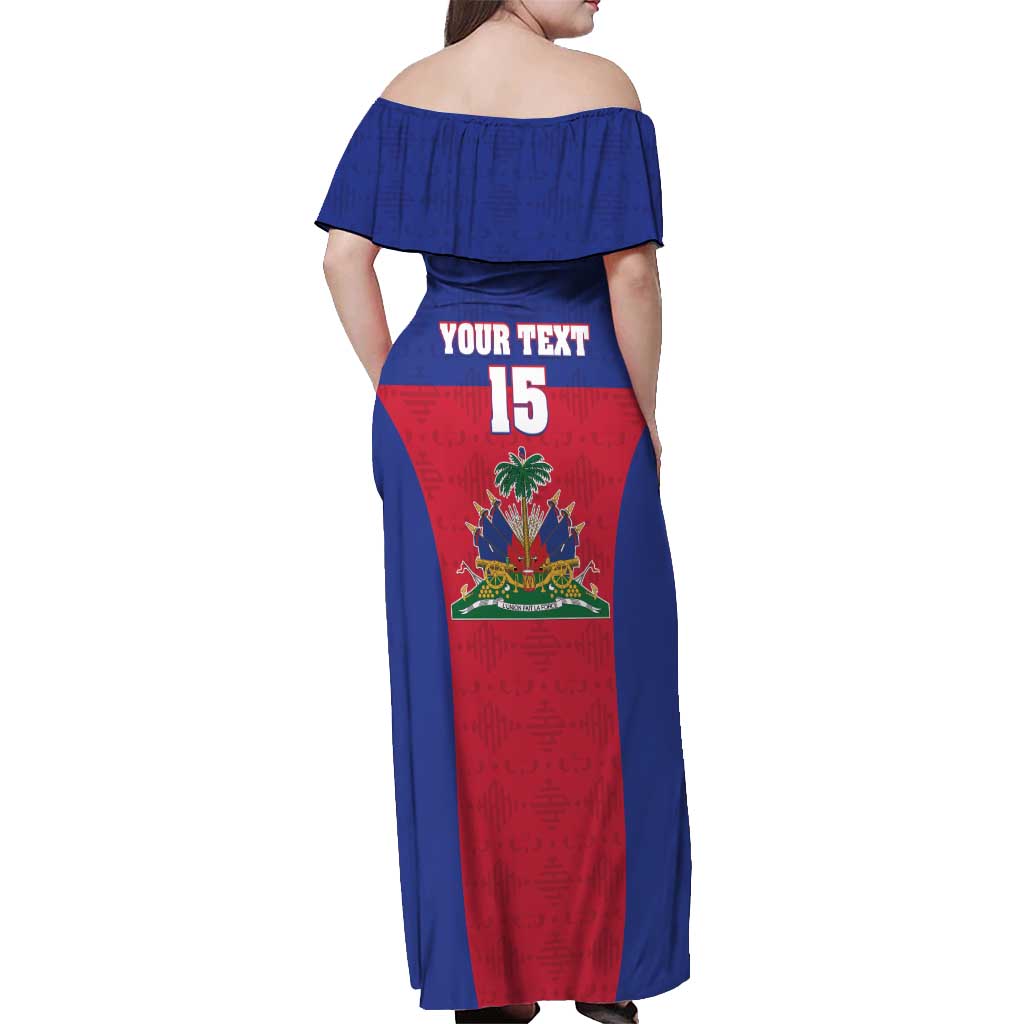 Custom Haiti Football Off Shoulder Maxi Dress Les Grenadiers 2026 Back to the World Cup - Wonder Print Shop