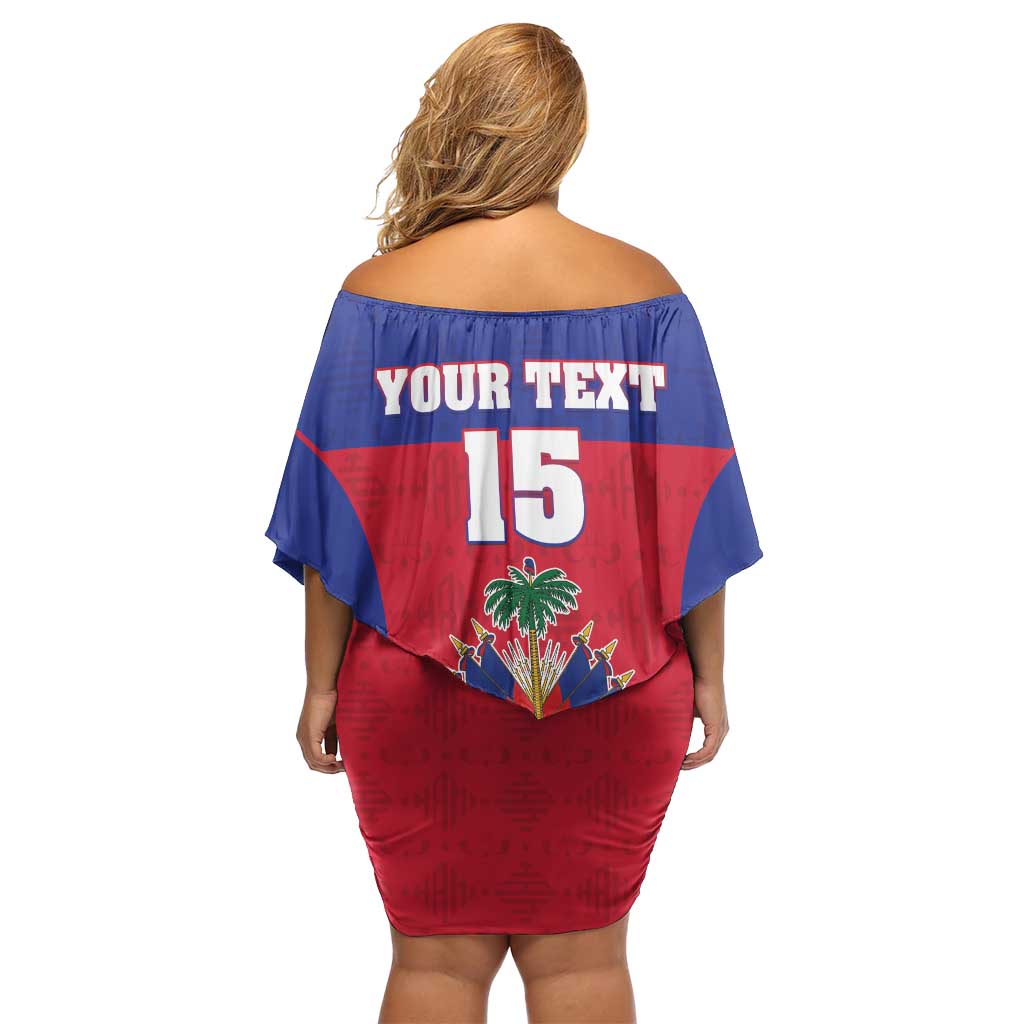 Custom Haiti Football Off Shoulder Short Dress Les Grenadiers 2026 Back to the World Cup - Wonder Print Shop