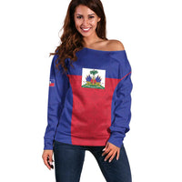 Custom Haiti Football Off Shoulder Sweater Les Grenadiers 2026 Back to the World Cup - Wonder Print Shop