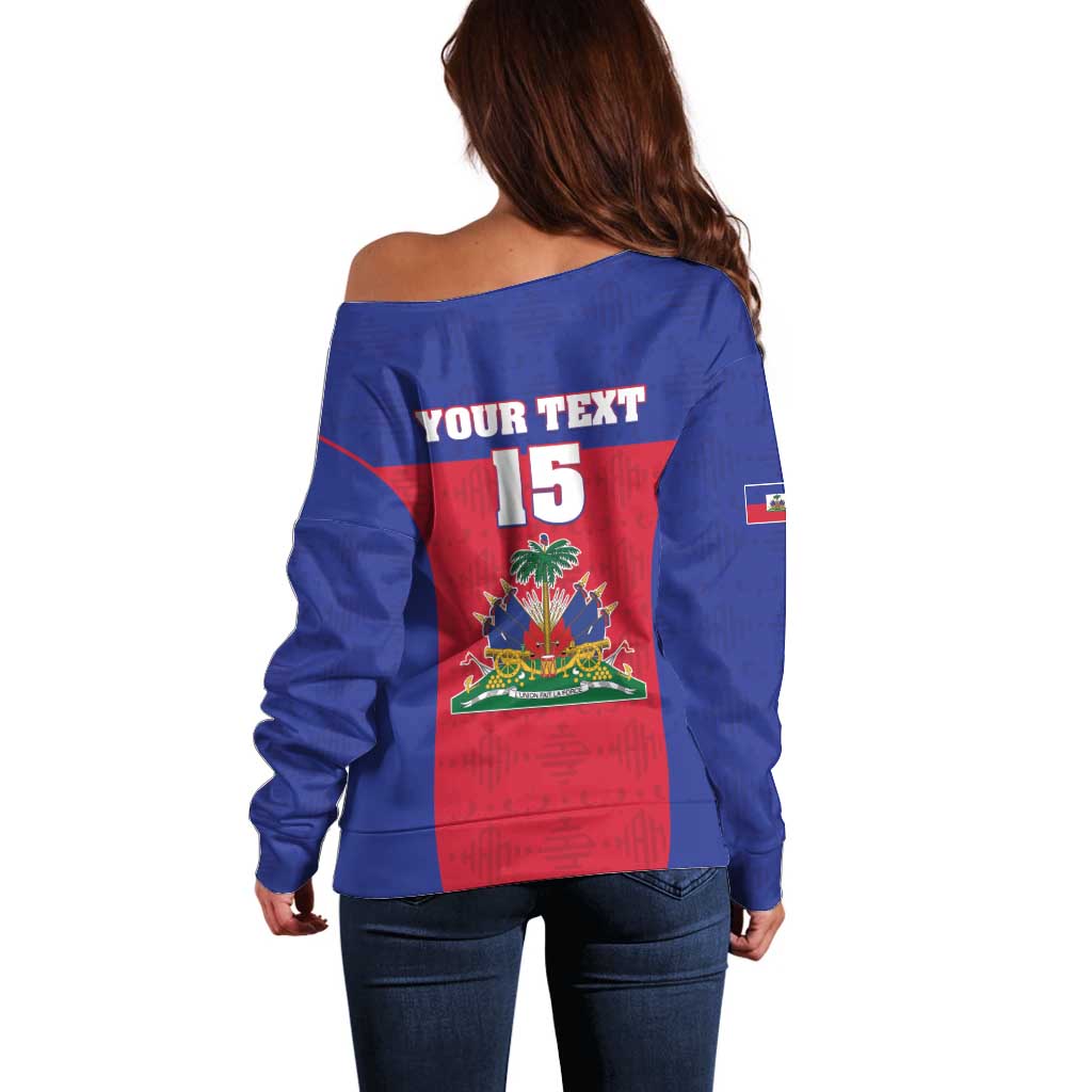 Custom Haiti Football Off Shoulder Sweater Les Grenadiers 2026 Back to the World Cup - Wonder Print Shop