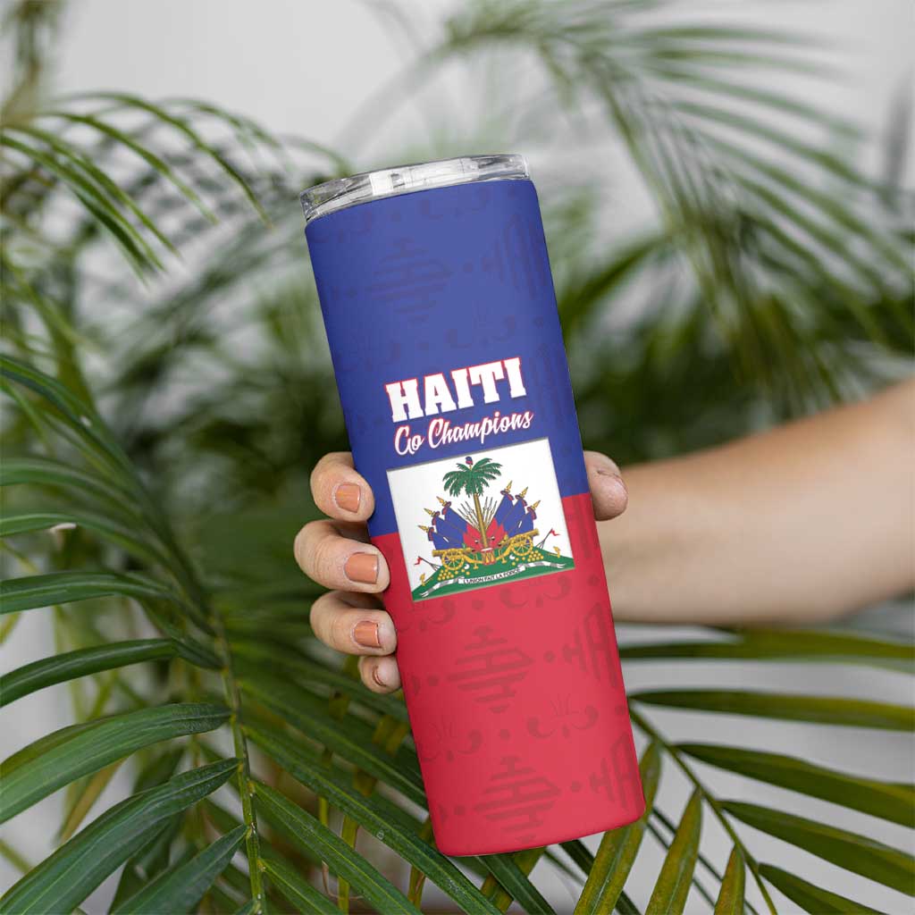 Custom Haiti Football Skinny Tumbler Les Grenadiers 2026 Back to the World Cup - Wonder Print Shop