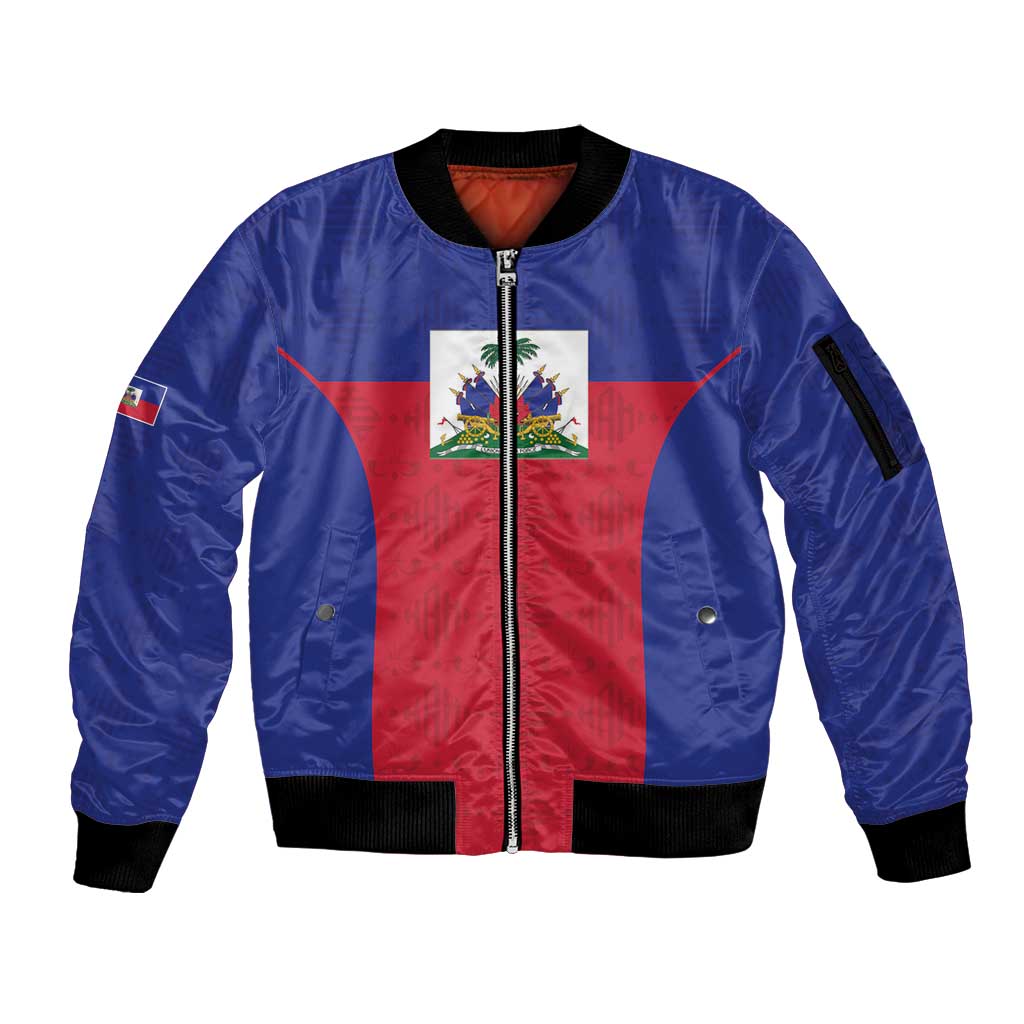 Custom Haiti Football Sleeve Zip Bomber Jacket Les Grenadiers 2026 Back to the World Cup - Wonder Print Shop
