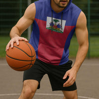 Custom Haiti Football Sleeveless Hoodie Les Grenadiers 2026 Back to the World Cup - Wonder Print Shop