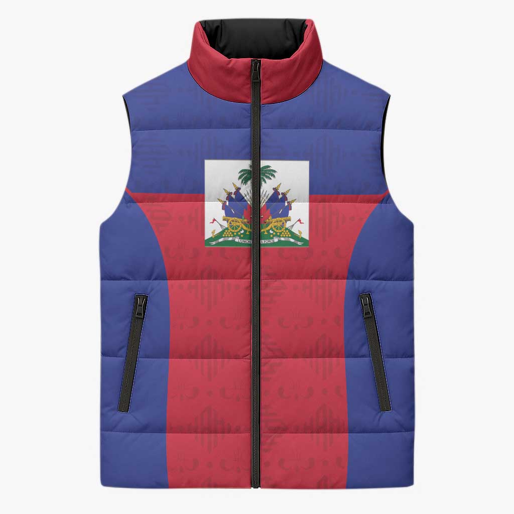 Custom Haiti Football Sleeveless Puffer Jacket Les Grenadiers 2026 Back to the World Cup - Wonder Print Shop