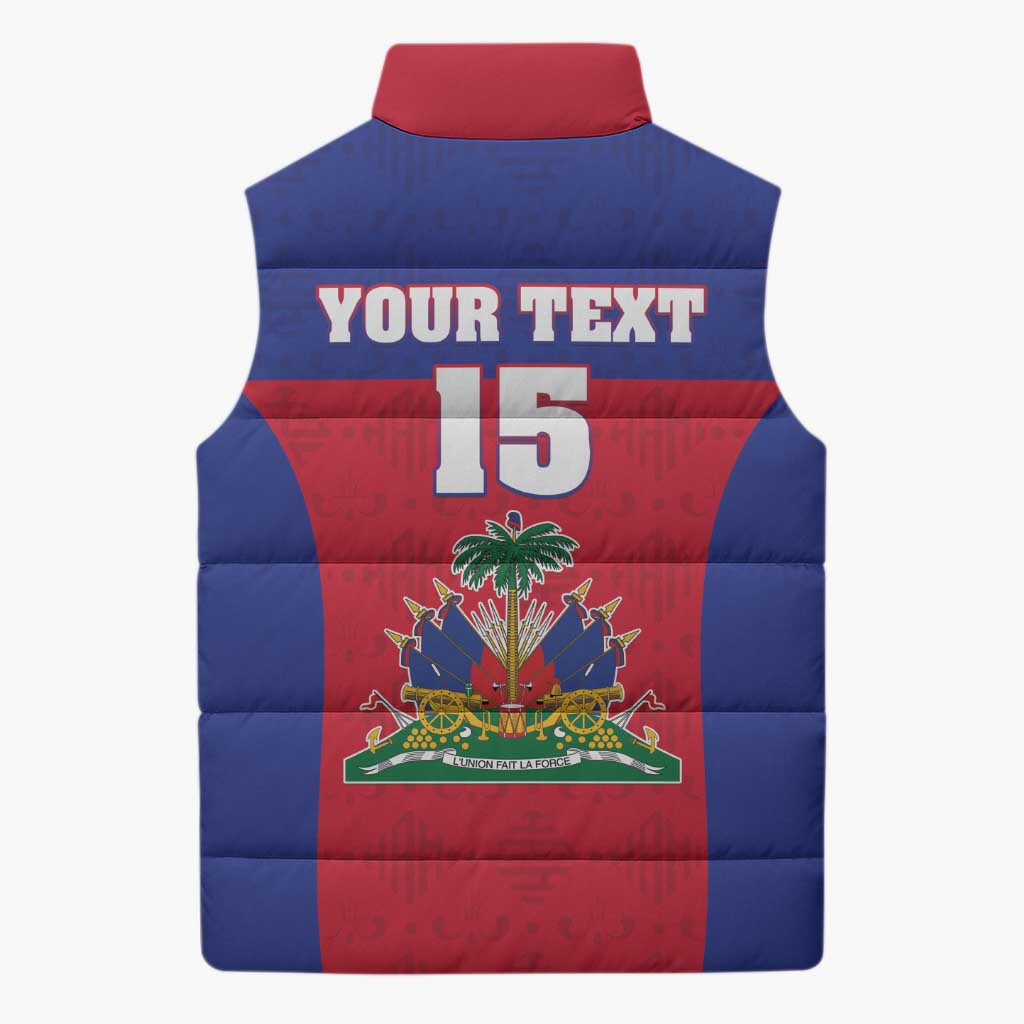 Custom Haiti Football Sleeveless Puffer Jacket Les Grenadiers 2026 Back to the World Cup - Wonder Print Shop