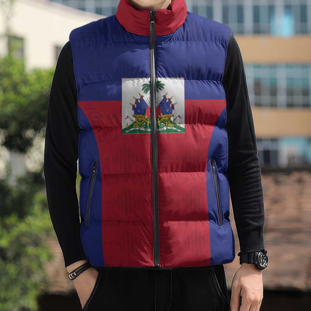 Custom Haiti Football Sleeveless Puffer Jacket Les Grenadiers 2026 Back to the World Cup - Wonder Print Shop