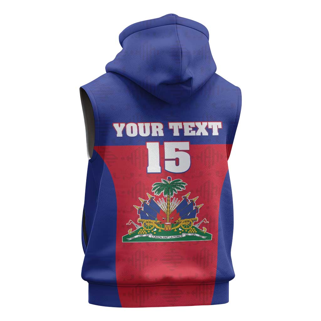Custom Haiti Football Sleeveless Zip Hoodie Les Grenadiers 2026 Back to the World Cup - Wonder Print Shop
