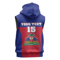Custom Haiti Football Sleeveless Zip Hoodie Les Grenadiers 2026 Back to the World Cup - Wonder Print Shop