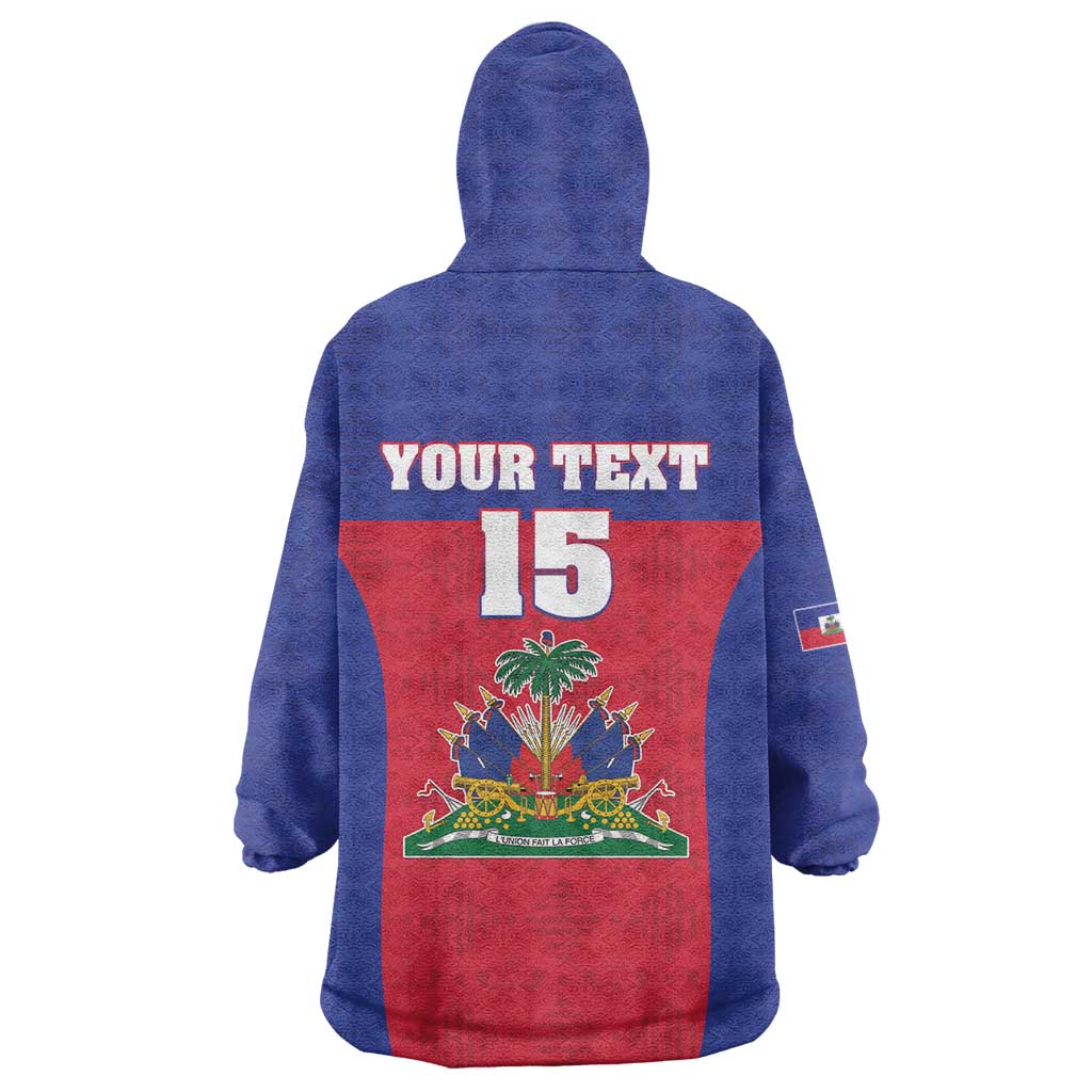 Custom Haiti Football Wearable Blanket Hoodie Les Grenadiers 2026 Back to the World Cup - Wonder Print Shop