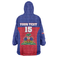 Custom Haiti Football Wearable Blanket Hoodie Les Grenadiers 2026 Back to the World Cup - Wonder Print Shop