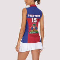 Custom Haiti Football Women Sleeveless Polo Shirt Les Grenadiers 2026 Back to the World Cup - Wonder Print Shop