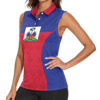Custom Haiti Football Women Sleeveless Polo Shirt Les Grenadiers 2026 Back to the World Cup - Wonder Print Shop