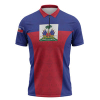 Custom Haiti Football Zipper Polo Shirt Les Grenadiers 2026 Back to the World Cup - Wonder Print Shop