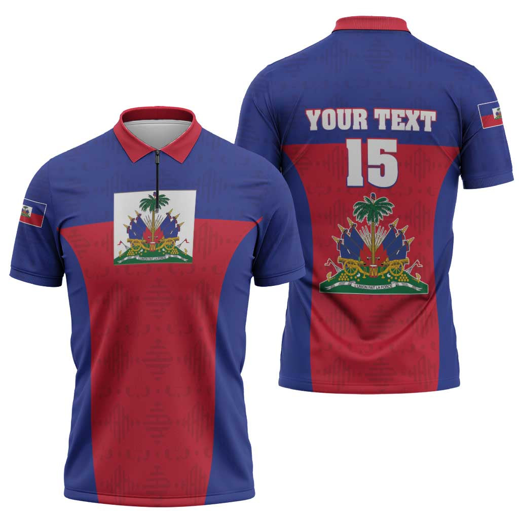 Custom Haiti Football Zipper Polo Shirt Les Grenadiers 2026 Back to the World Cup - Wonder Print Shop