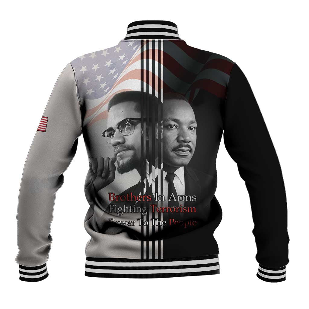 Martin Luther King And Malcolm X Baseball Jacket Two Minds One Movement - Wonder Print Shop