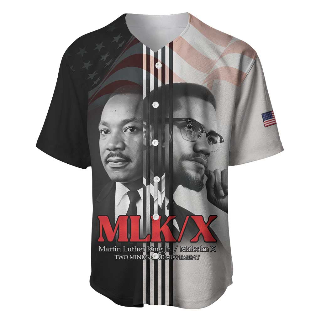 Martin Luther King And Malcolm X Baseball Jersey Two Minds One Movement - Wonder Print Shop