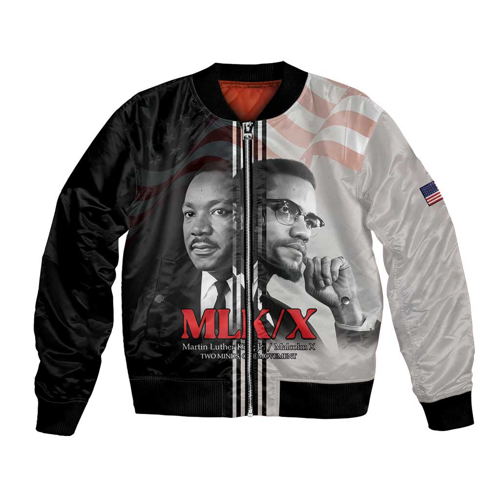 Martin Luther King And Malcolm X Bomber Jacket Two Minds One Movement - Wonder Print Shop