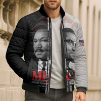 Martin Luther King And Malcolm X Bomber Puffer Jacket Two Minds One Movement - Wonder Print Shop