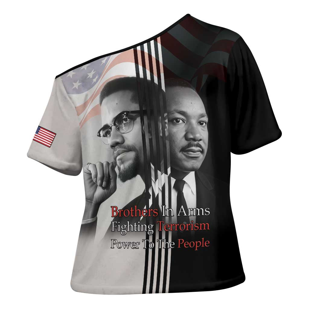 Martin Luther King And Malcolm X Cross Shoulder Shirt Two Minds One Movement - Wonder Print Shop