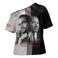 Martin Luther King And Malcolm X Cross Shoulder Shirt Two Minds One Movement - Wonder Print Shop